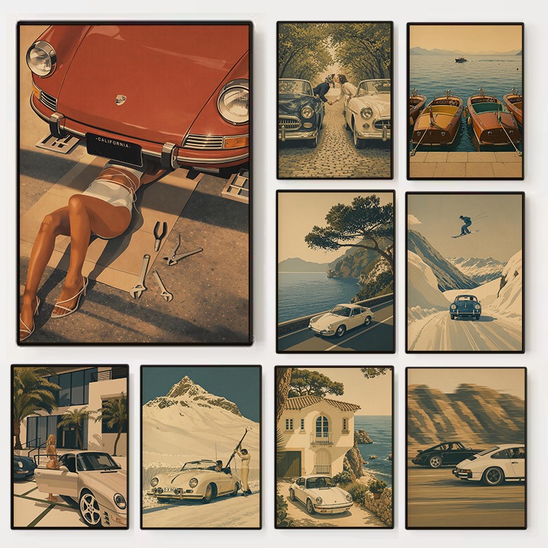 Luxury Lifestyle Picture - Retro Mode Luxe Levensstijl Jacht Sportwagen