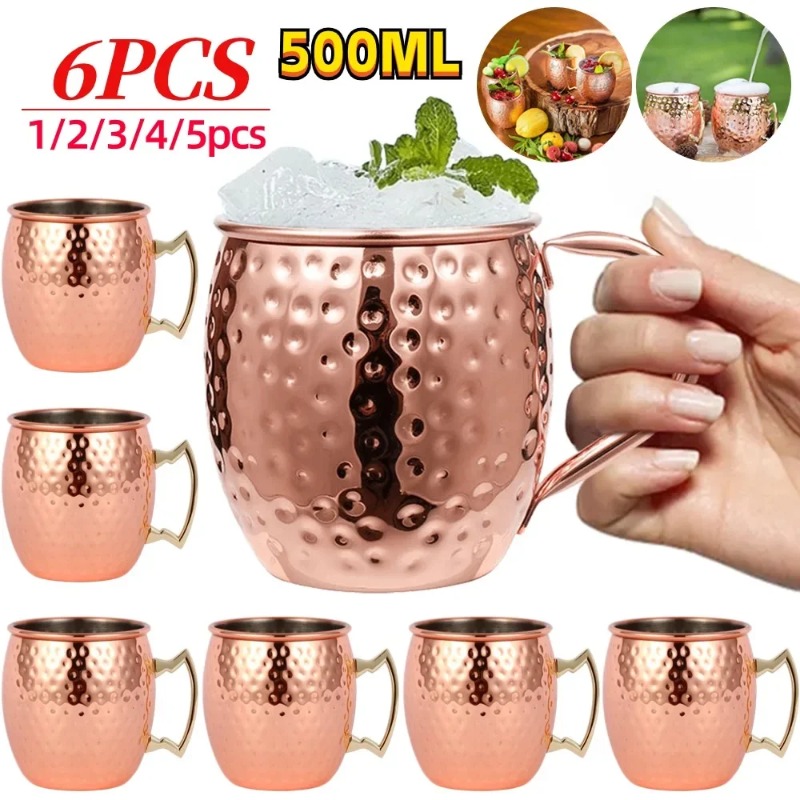 Copper Cocktail Mug - 1-6PCS Cocktail Wijnbeker Moskou Mule Mokken