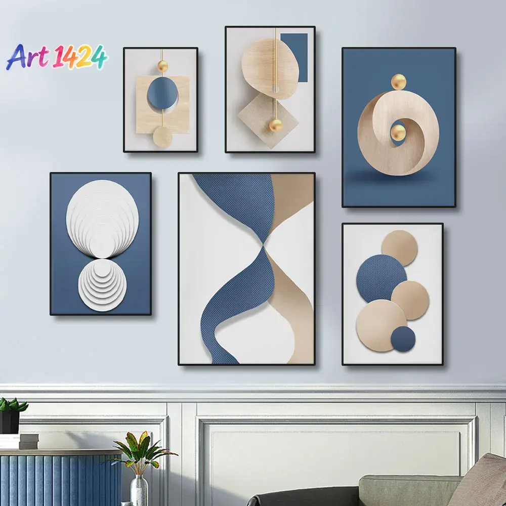 Luxury Lifestyle Picture - (1 stuk, zonder lijst) Abstract blauw-wit,