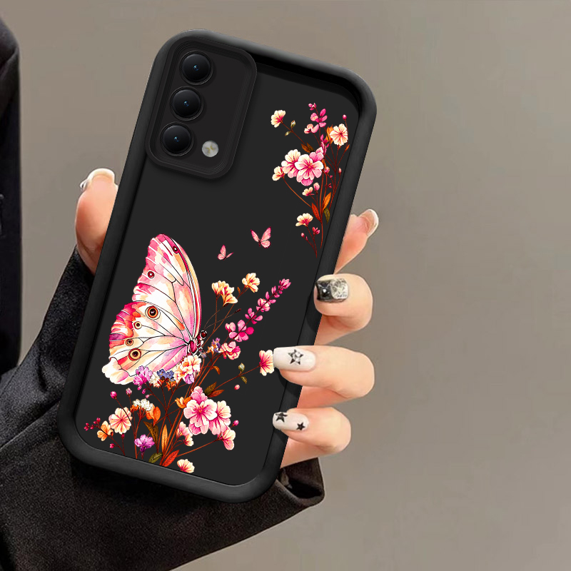 Oppo A78 - Bedrukte telefoonhoes met vlinder- en bloemmotief